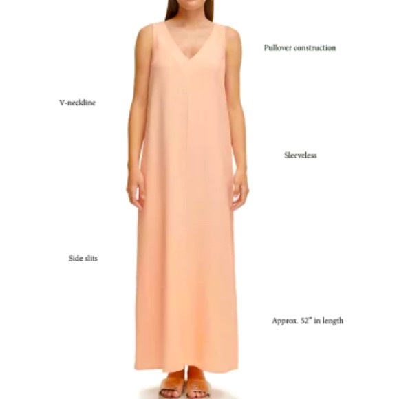 NWT DKNY Peach V-Neck Linen Maxi Dress |Size XXL - Picture 2 of 6